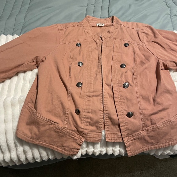 Westport Blush Pink military classic button up with front clasp closures size 2X - Picture 5 of 8